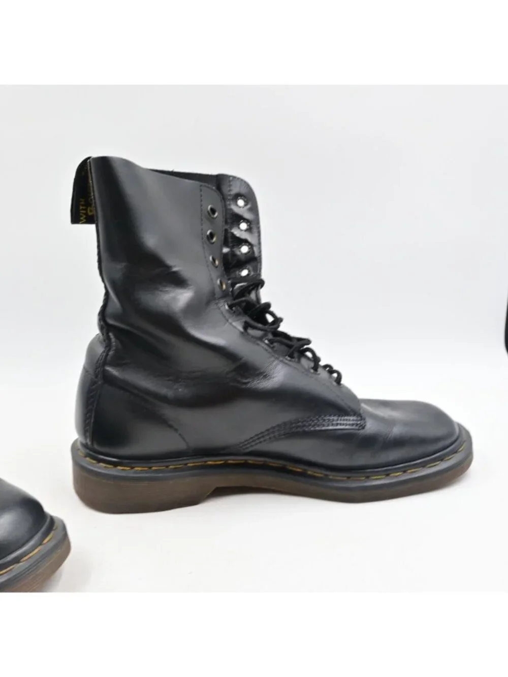 Dr. Martens 1490 Black Leather Combat Boots Size 8 Mid Calf Punk Gothic